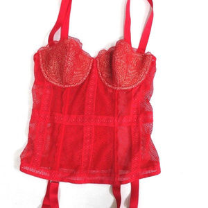 Victoria's Secret Fishnet Lace Garter Slip Corset Size 34C